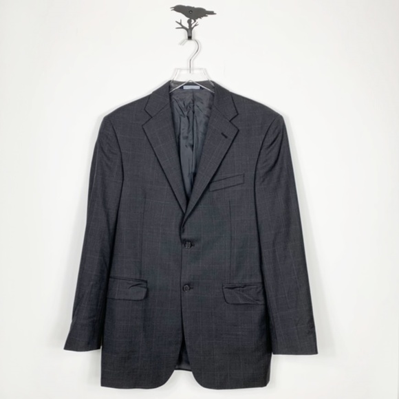 Coppley Charcoal Windowpane 2 Button Suit Jacket - Picture 1 of 8